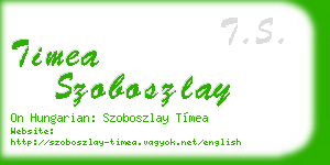 timea szoboszlay business card